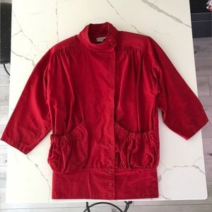 Vintage Forenza Express Jacket Cotton Shoulder Pads Red Large